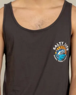 Salty Life Chasing Bait Singlet Charcoal Clearance