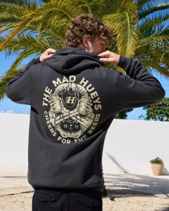 The Mad Hueys Cheers And Beers Hoodie Vintage Black Outlet