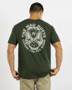 The Mad Hueys Cheers And Beers T-Shirt Oil Green