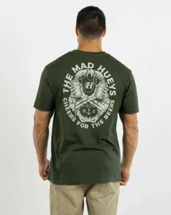 The Mad Hueys Cheers And Beers T-Shirt Oil Green