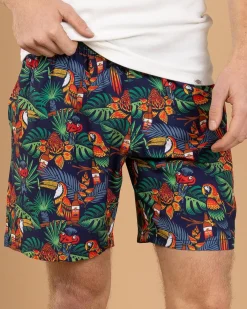 Bush Chook Chooked Out Beach Shorts Navy Hot