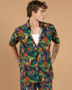 Bush Chook Chooked Out Short Sleeve Shirt Navy Best