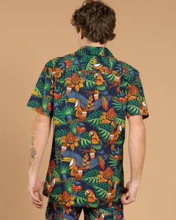 Bush Chook Chooked Out Short Sleeve Shirt Navy Best