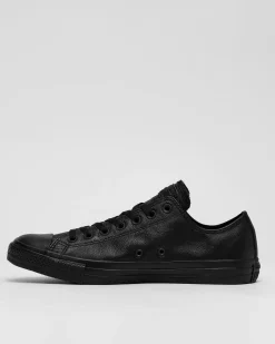 Converse Chuck Taylor All Star Leather Lo-Cut Shoes Black Monochrome Discount