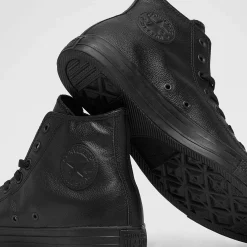 Converse Chuck Taylor All Star Leather Hi-Top Shoes Black Monochrome Online