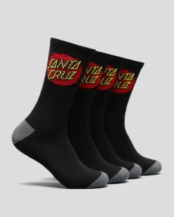Santa Cruz Classic Dot Crew Socks 4 Pack Black Online