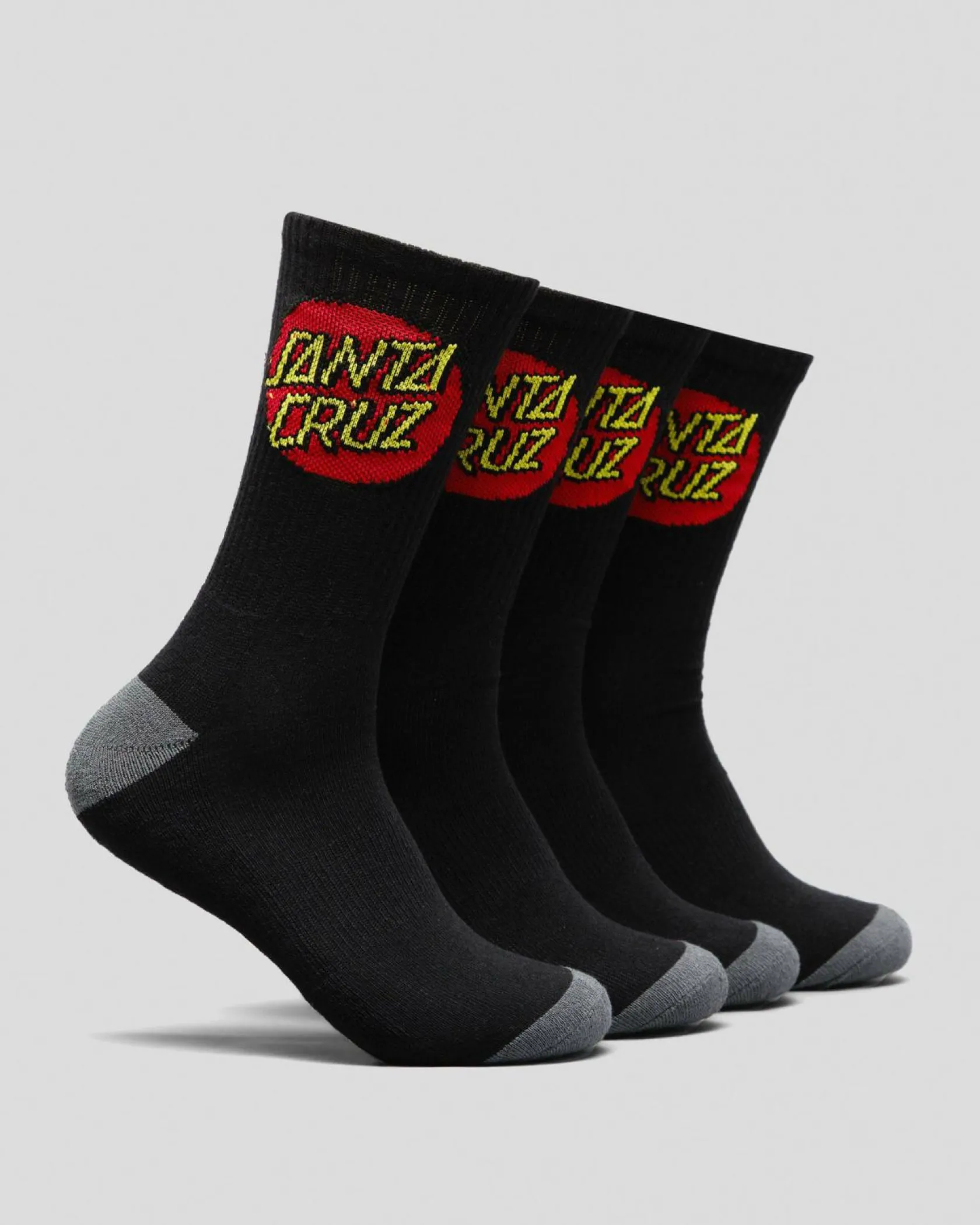 Santa Cruz Classic Dot Crew Socks 4 Pack Black Online
