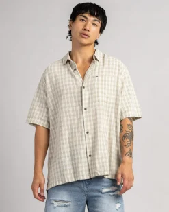 Rip Curl Classic Surf Check Short Sleeve Shirt Bone New