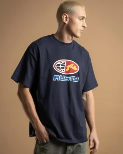 Rusty Coach Carter Heavy T-Shirt Navy Blue Clearance
