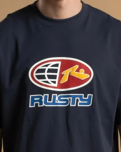 Rusty Coach Carter Heavy T-Shirt Navy Blue Clearance