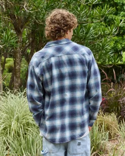 Billabong Coastline Flannel Overcast Blue Plaid Hot