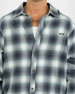 Billabong Coastline Flannel Overcast Blue Plaid Hot