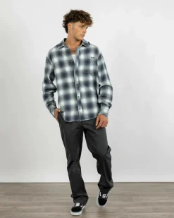 Billabong Coastline Flannel Overcast Blue Plaid Hot