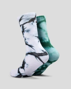 Santa Cruz Comic Stack Crew Socks 2 Pack Gn Tie Dye-blk Tie Dye Discount