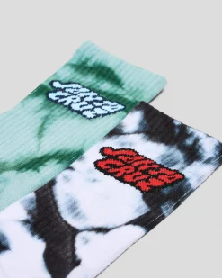 Santa Cruz Comic Stack Crew Socks 2 Pack Gn Tie Dye-blk Tie Dye Discount