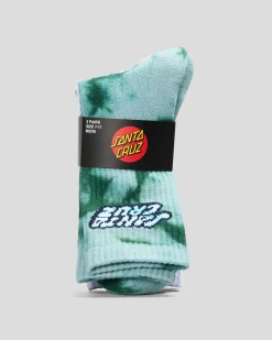 Santa Cruz Comic Stack Crew Socks 2 Pack Gn Tie Dye-blk Tie Dye Discount