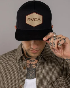 RVCA Commonwealth Patch Snapback Cap Black New