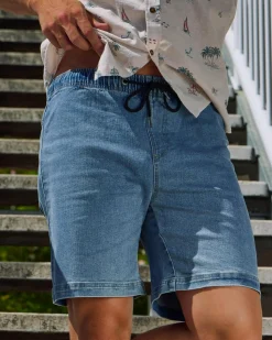 Salty Life Comprise Elastic Waist Shorts Blue New