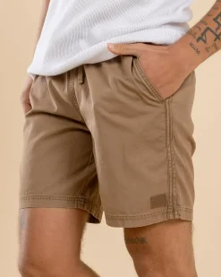 Lucid Conclude Elastic Waist Shorts Tan Online