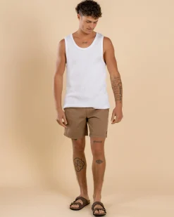 Lucid Conclude Elastic Waist Shorts Tan Online
