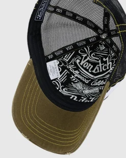 Von Dutch Contrast Wash Trucker Cap Moss White Online