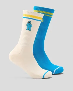 FOOT-IES Cookie Monster Sneaker Sock 2 Pack Cream/blue