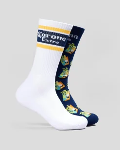FOOT-IES Corona Beach Life Sneaker Socks 2 Pack Navy/white Outlet