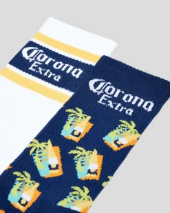 FOOT-IES Corona Beach Life Sneaker Socks 2 Pack Navy/white Outlet