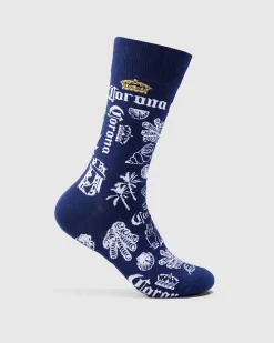 FOOT-IES Corona Outline Organic Cotton Socks Navy New