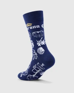 FOOT-IES Corona Outline Organic Cotton Socks Navy New