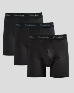 Calvin Klein Cotton Stretch Boxer Brief 3 Pack Black W/ Royal Iris/authentic Grey/dusty Tan Logo Discount