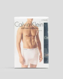 Calvin Klein Cotton Stretch Boxer Brief 3 Pack Black W/ Royal Iris/authentic Grey/dusty Tan Logo Discount