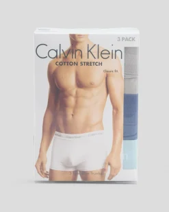 Calvin Klein Cotton Stretch Low Rise Trunk 3 Pack B- Vint Ind/mln Frenzy/h Blue Wbs