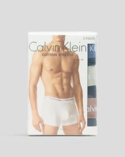 Calvin Klein Cotton Stretch Trunk 3 Pack Black W/ Royal Iris/grey Heather/dusty Tan Wbs Hot