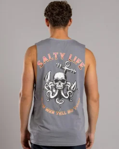 Salty Life Dark Grasp Muscle Tank Lt Grey Acid Best