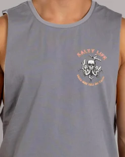 Salty Life Dark Grasp Muscle Tank Lt Grey Acid Best