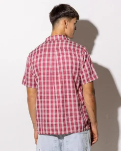 Rusty Datsun Check Short Sleeve Shirt Vintage Red Clearance