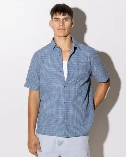 Rusty Datsun Drop Short Sleeve Shirt China Blue Outlet