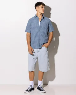 Rusty Datsun Drop Short Sleeve Shirt China Blue Outlet
