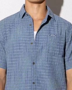 Rusty Datsun Drop Short Sleeve Shirt China Blue Outlet