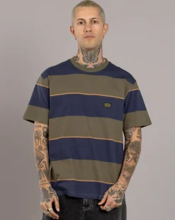 RVCA Dayshift Stripe T-Shirt Moody Blue Online