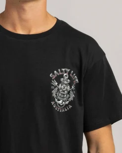 Salty Life Deep Diver T-Shirt Black Clearance