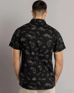 Salty Life Deepwater Short Sleeve Shirt Black/tan New