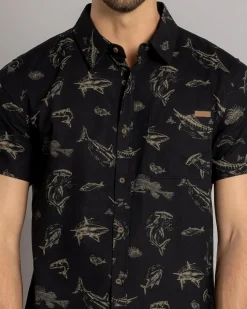 Salty Life Deepwater Short Sleeve Shirt Black/tan New