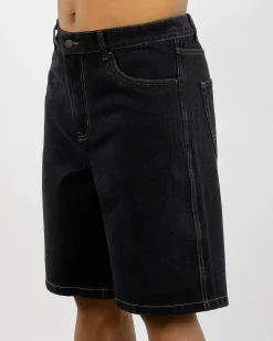 S-Double Denim Standard Shorts Black Wash Discount