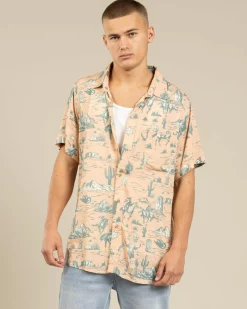 Double Diamond Ranch Desert Rider Short Sleeve Shirt Coral Best