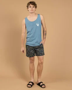 Skylark Dewfall Elastic Waist Shorts Slate Blue New