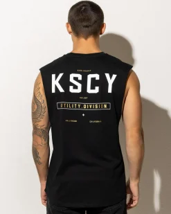 Kiss Chacey Division Dual Curved Muscle Tank Jet Black New