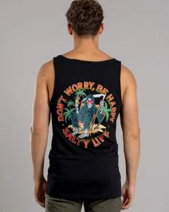 Salty Life Don't Worry Singlet Black Discount