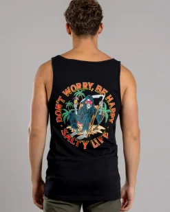 Salty Life Don't Worry Singlet Black Discount